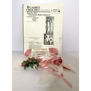 Vintage Crocheted Ballet Sippers Kit #5022 Cameo Crochet Collectibles USA 1986